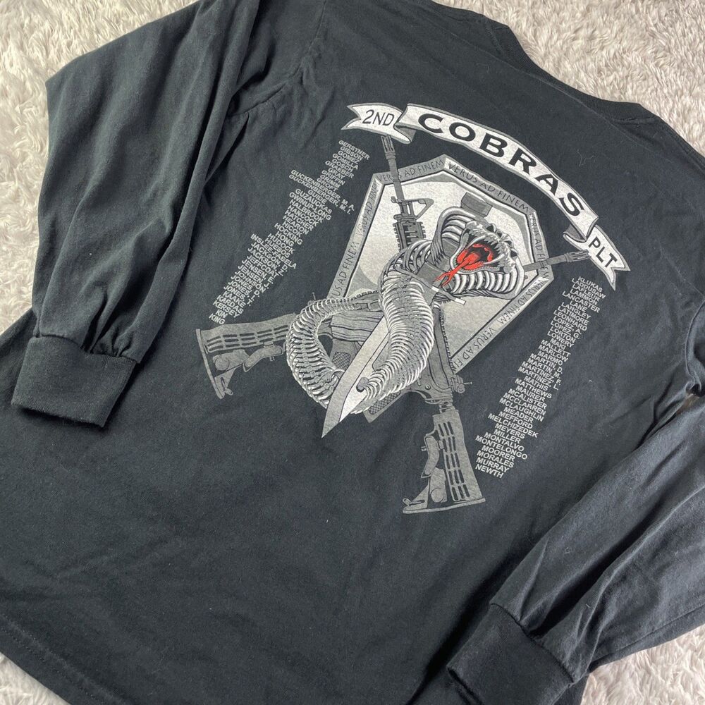 Army Combat Unit Shirt Mens Medium Black 2nd Cobras Plt Echo Company 1st-48th